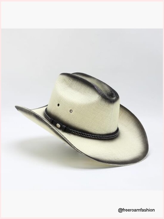 Straw Cowboy Hat with Shapeable Wide Brim Cattleman Crease Western Unisex